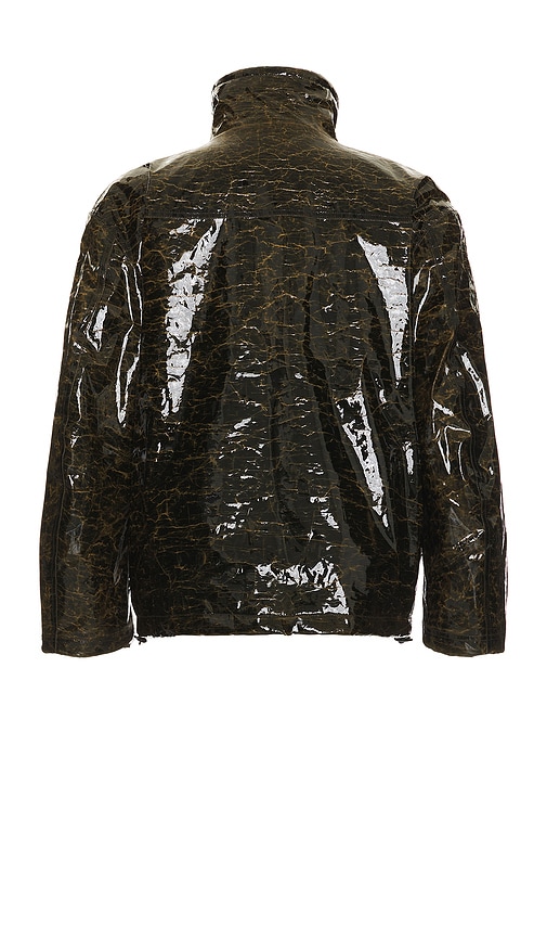 Shop Diesel Rams Shiny Zip Jacket In Green