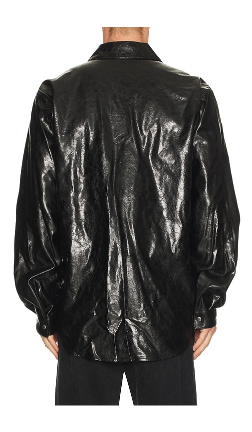 Diesel Vintage Leather Effect Textured Shirt In Black