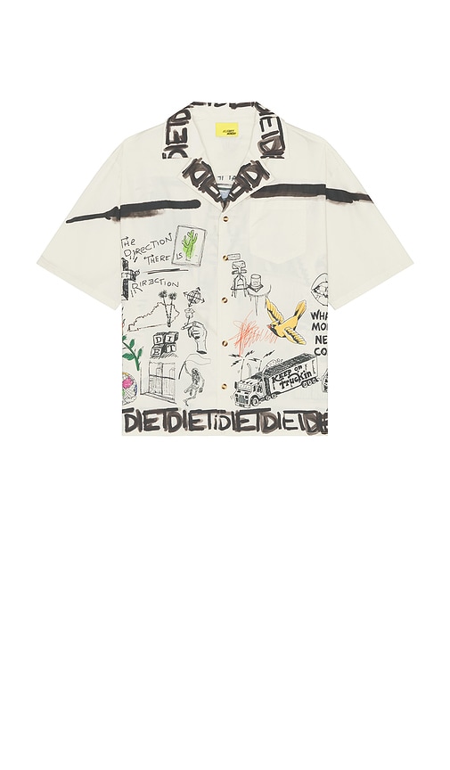 Doodle Button Up Shirt in White. - size M (also in L)
