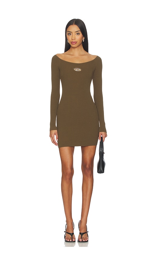 Diesel Women Green Ribbed Viscose M-vera Minidress In Green