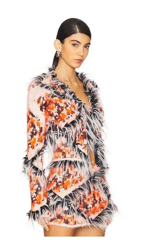 Diesel Faux Fur Detailed Cardigan In Red