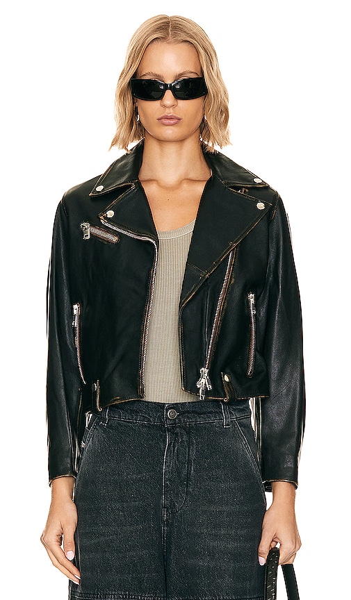 Diesel Edme Leather Jacket in Black