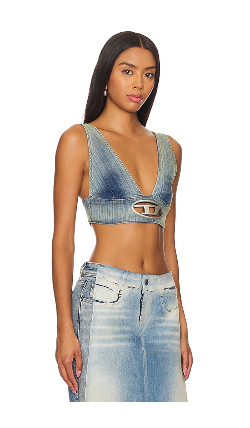 Shop Diesel Deellys Bralette Top In Light Denim