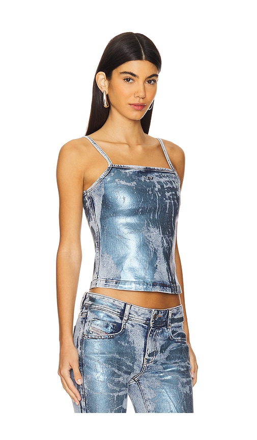 Diesel Denim Top With Frontal Monogram In Blue