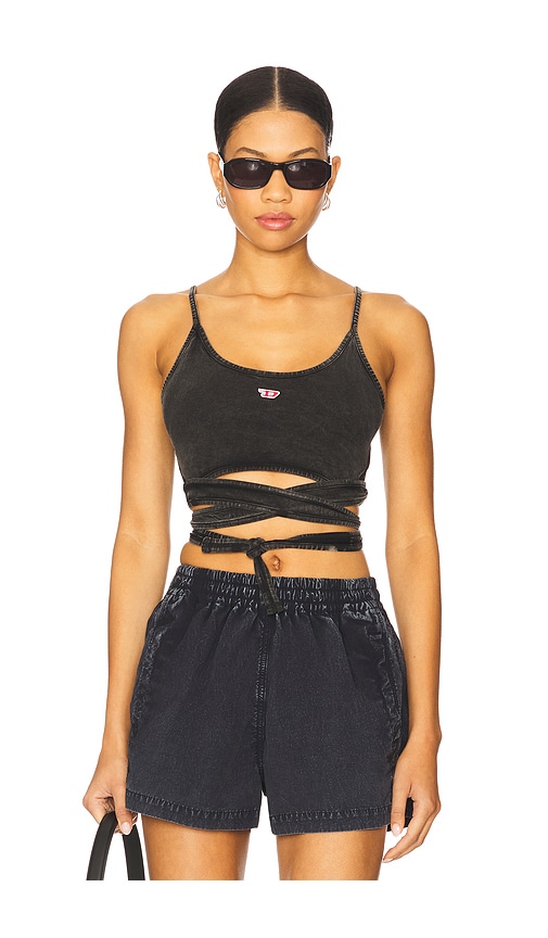 Diesel Denim-look Vest Top With Wrap Ties In Black