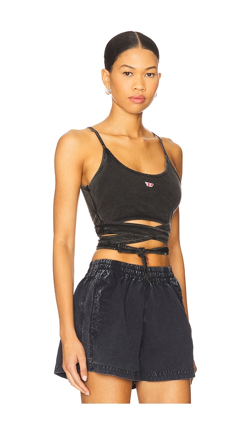 Diesel Denim-look Vest Top With Wrap Ties In Black