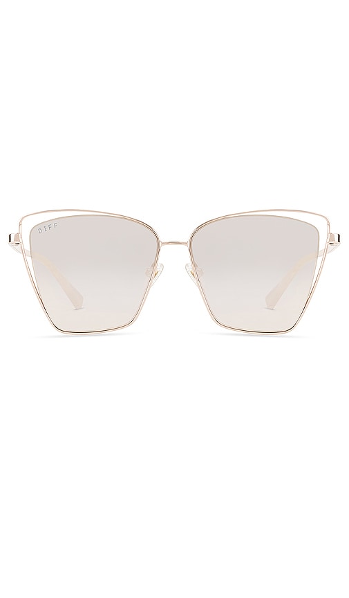 DIFF EYEWEAR Becky III in Champagne & Beige Mirror | REVOLVE