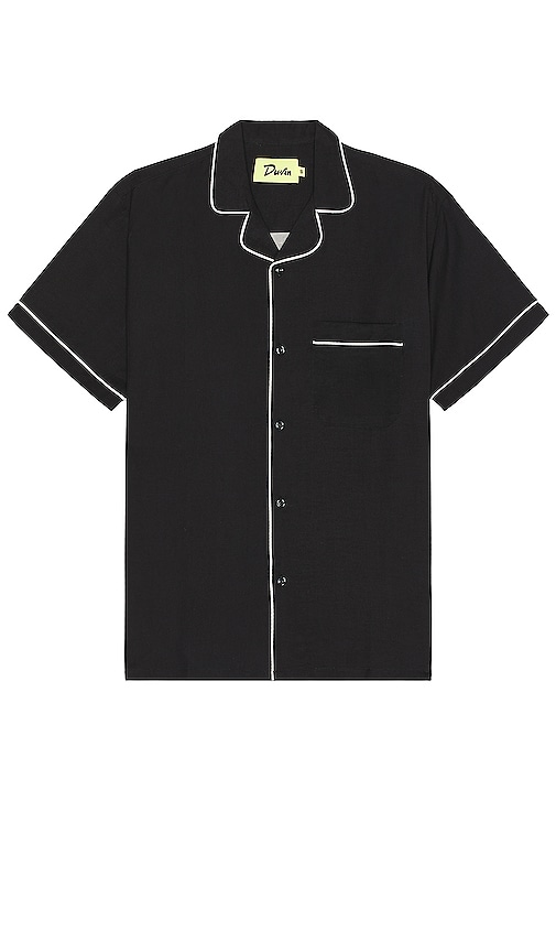 Duvin Design Poolside Retro Button Up Shirt in Black | REVOLVE