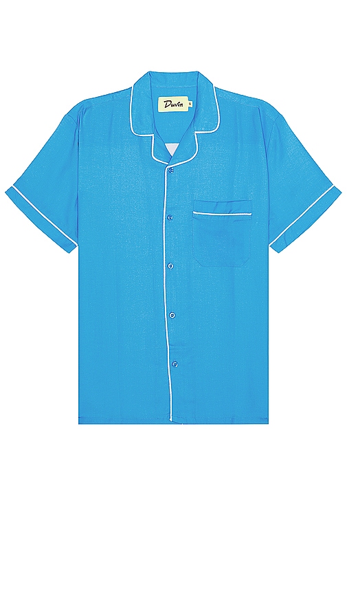 Shop Duvin Design Poolside Retro Button Up Shirt In 蓝色