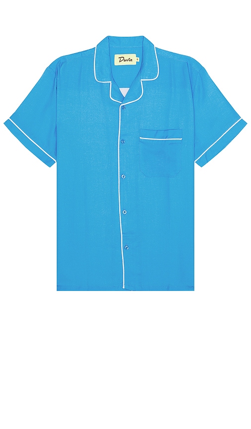 Shop Duvin Design Poolside Retro Button Up Shirt In 蓝色