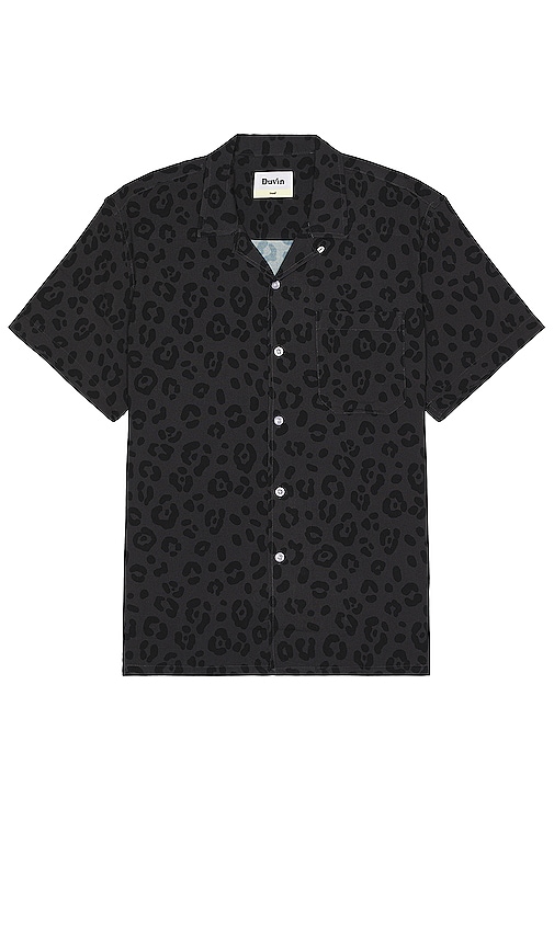 Duvin Design Leopard Button Up Shirt in Black | REVOLVE