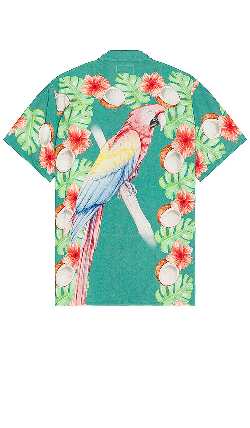 Duvin Design Tropical Coconut Button Up Shirt in Teal