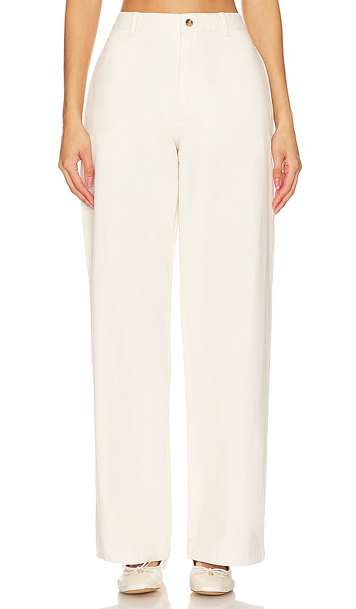 All white linen high waisted flat-front Wide leg Pants