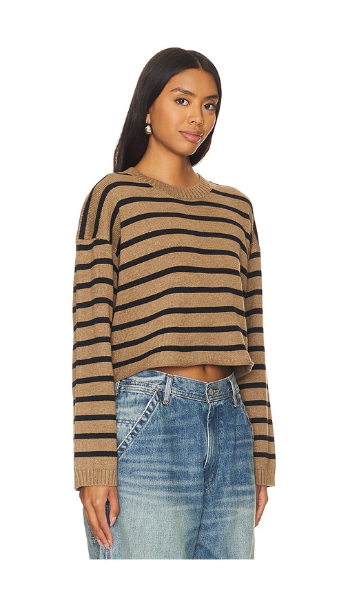 Shop Denimist Cropped Sweater In Light Heather Brown & Black