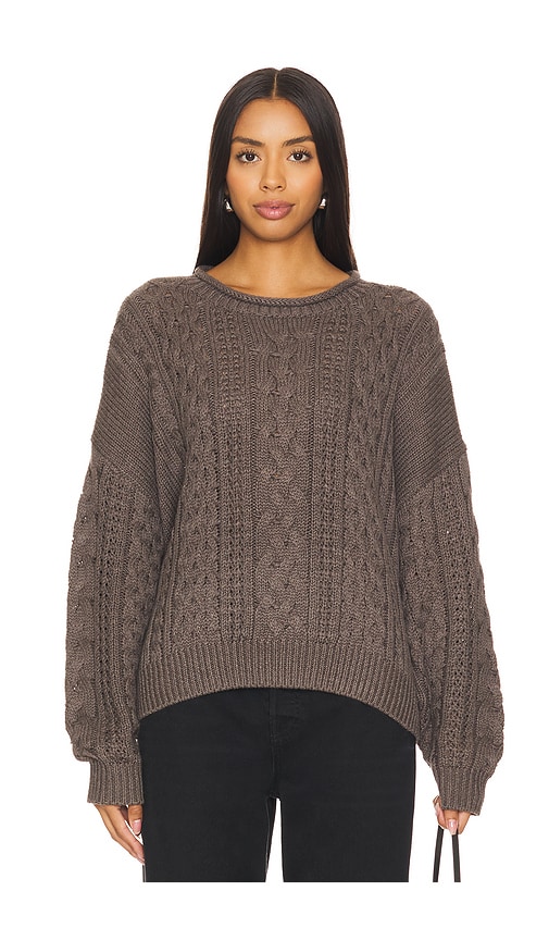 Shop Denimist Aran Sweater In Medium Heather Brown