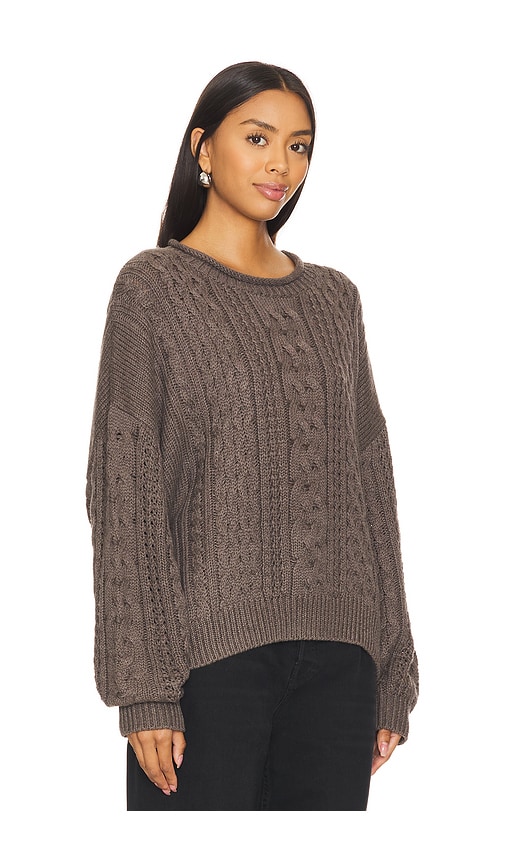 Shop Denimist Aran Sweater In Medium Heather Brown