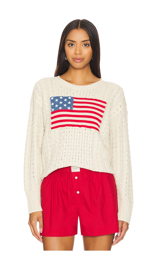 Shop Denimist American Flag Easy Cable Sweater In 오트밀