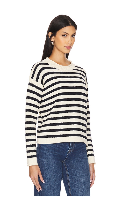 Shop Denimist Pullover Sweater In Cream & Midnight Navy Stripe