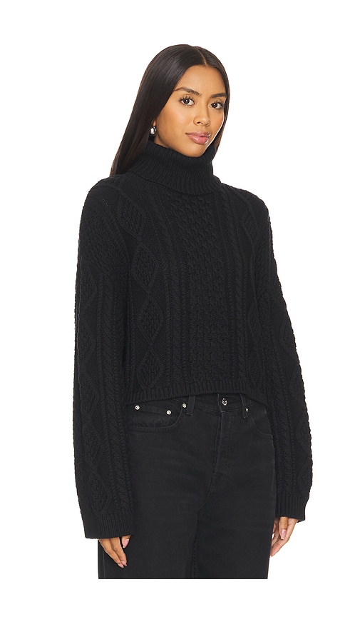 Shop Denimist Cropped Cable Turtleneck Sweater In 블랙