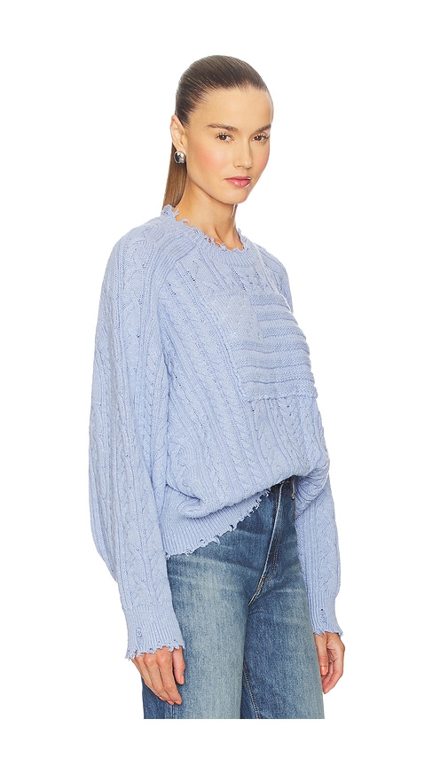 Denimist Oversized Cropped Shadow American Flag Sweater In Blue