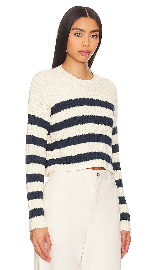 STRIPED RIBBED CROPPED SWEATER