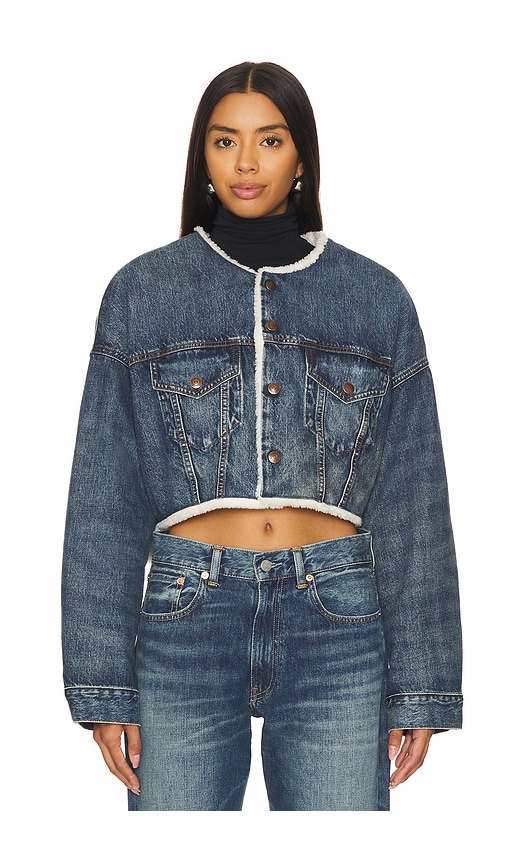 Oversized cropped jean jacket best sale