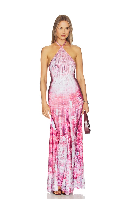 Di Petsa Shell Halter Neck Long Dress In Pink | ModeSens