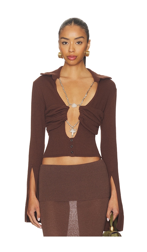 Di Petsa La Davina Knit Long Sleeve Top in Brown | REVOLVE