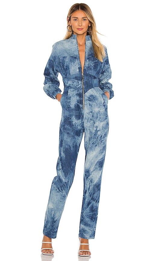 tie dye denim jumpsuit