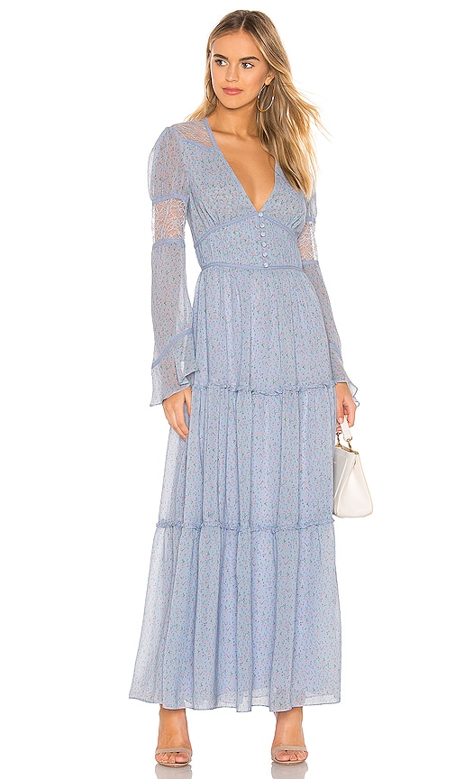 Divine Heritage Button Up Maxi Dress in Blue Skies | REVOLVE
