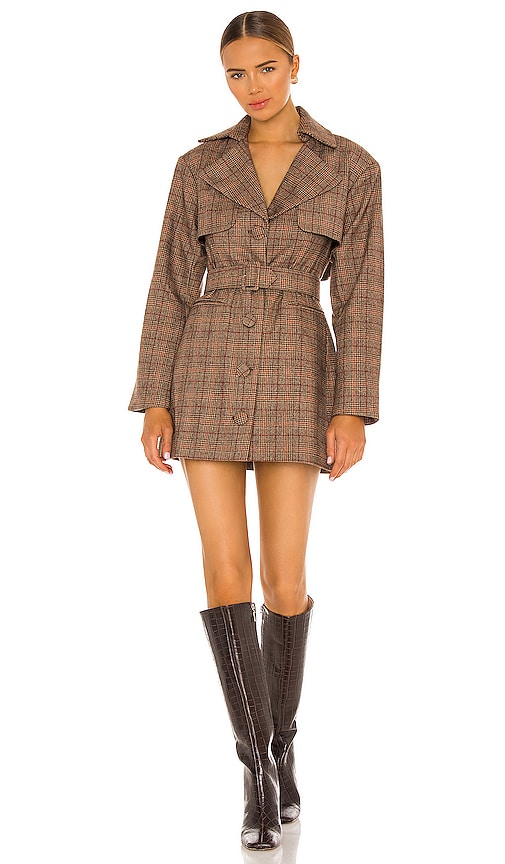Divine Heritage Blazer Trench Mini Dress in Fawn