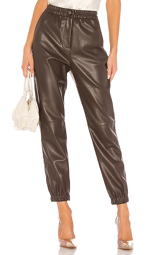 Vegan Leather Fly Front Sweatpant