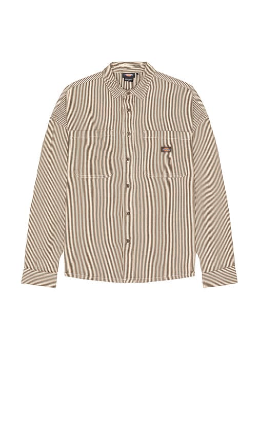 Shop Dickies Hickory Long Sleeve Shirt In Mushroom