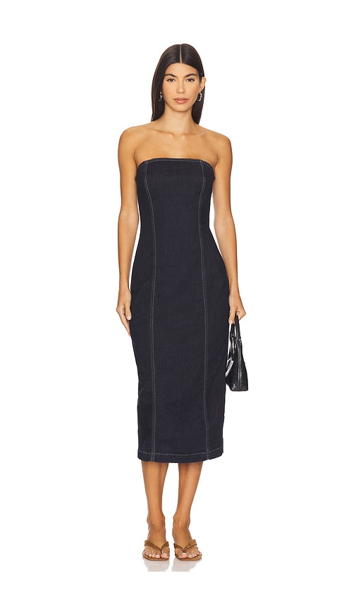 Esme Strapless Midi Dress in Blue. - size S (also in L, M, XS)