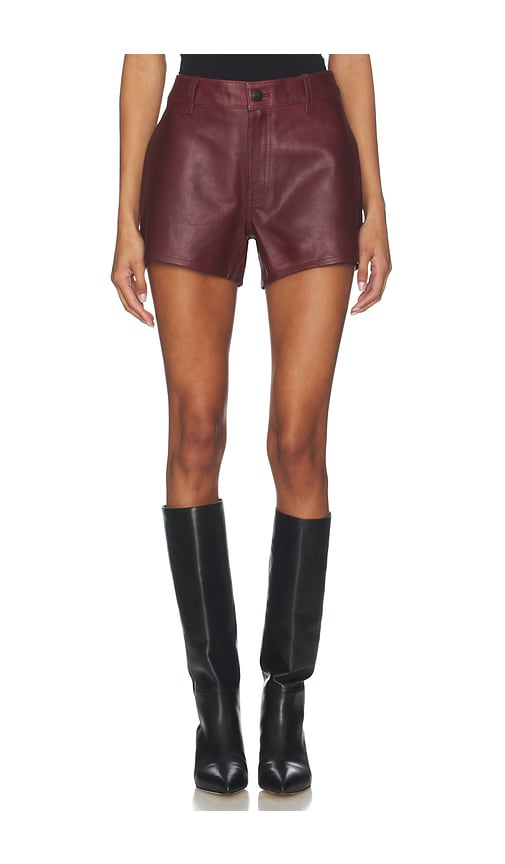 DL1961 Zoie Leather Short in Red. Size 26. Also in 27, 28, 29, 31.