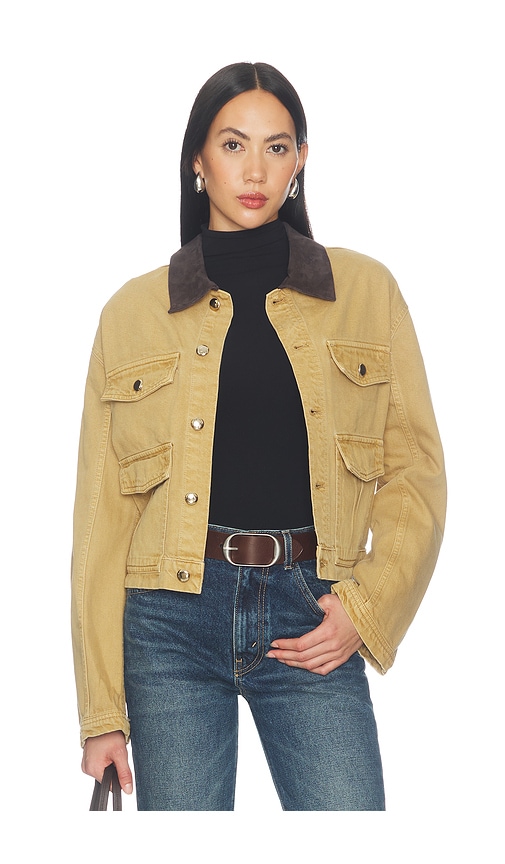 DL1961 Boxy Denim Jacket in Tan. - size L (also in M, S, XS)