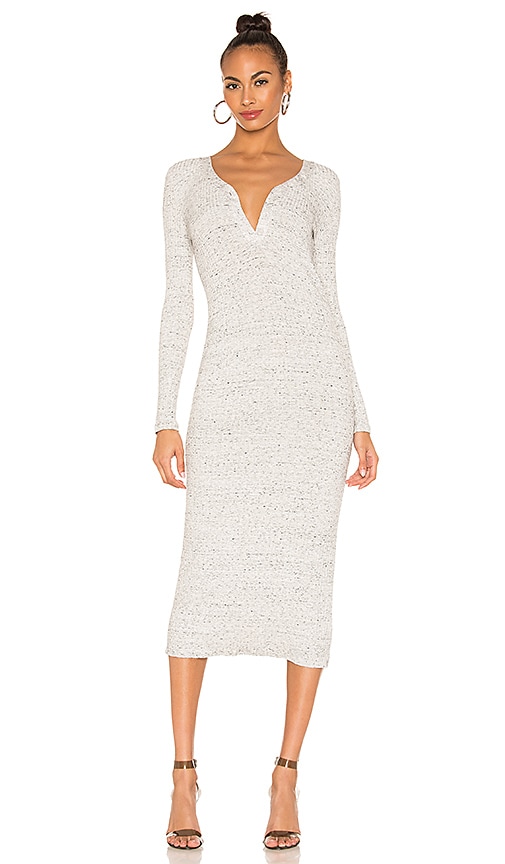 David Lerner Button Henley Midi Dress in Light Heather Grey | REVOLVE