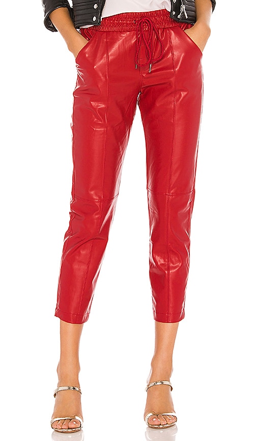 Red Vegan Leather Jogger Set