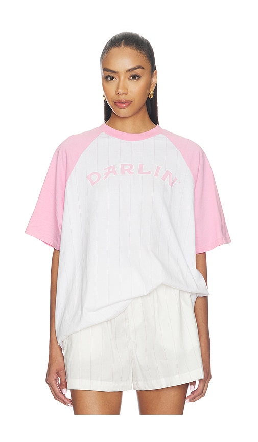 Darlin Old Skool Raglan Tee In Pink