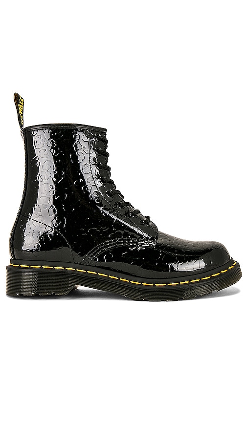Dr. Martens 1460 Patent Leopard Boot in Black.