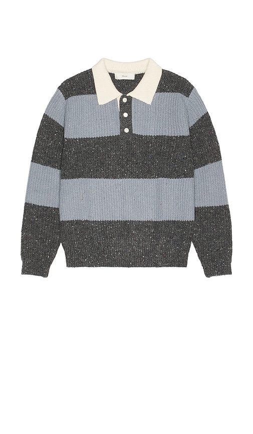 Dunst Chunky Rugby Sweater in Soft Blue & Grey