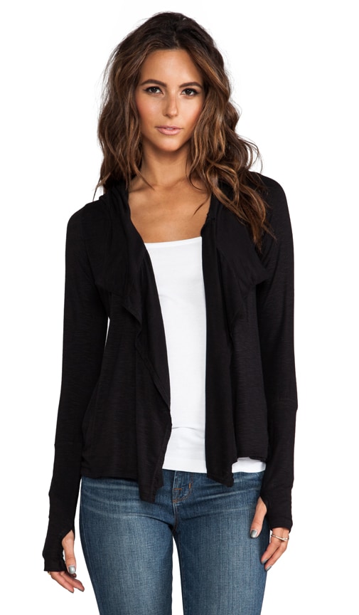 Hooded Draped Front Cardigan
