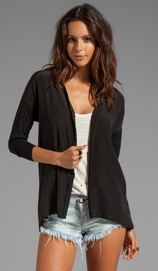 Mixed Media Oversized Button Down Tee