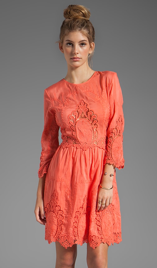 Valentina Petticoat Embroidery Long Sleeve Dress