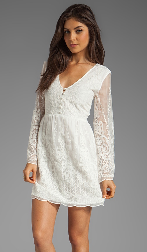 Jilisa Silk Embroidery Long Sleeve Mini Dress