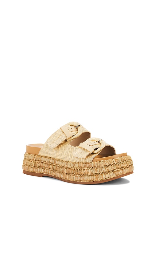 Dolce Vita Wanika Jute Platform Slide Sandal In Light Natural Woven Raffia