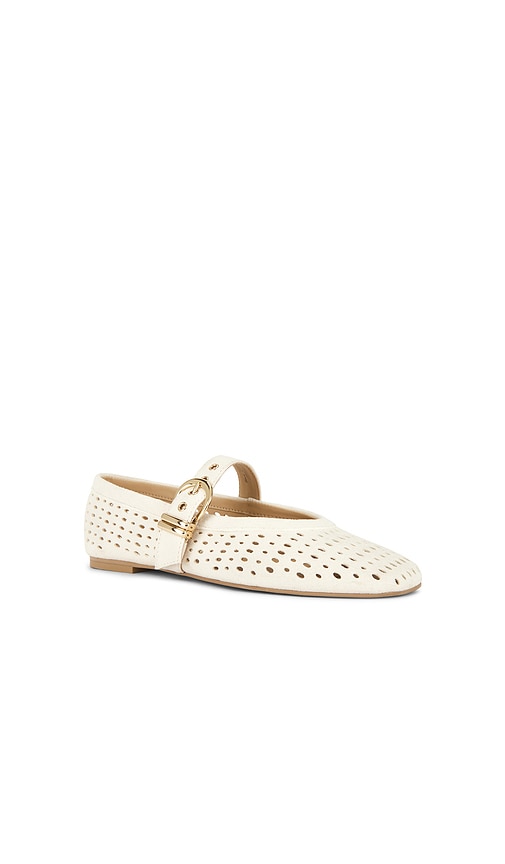 Dolce Vita Mikel Ballet Flats Creme Perforated Suede In Animal Print