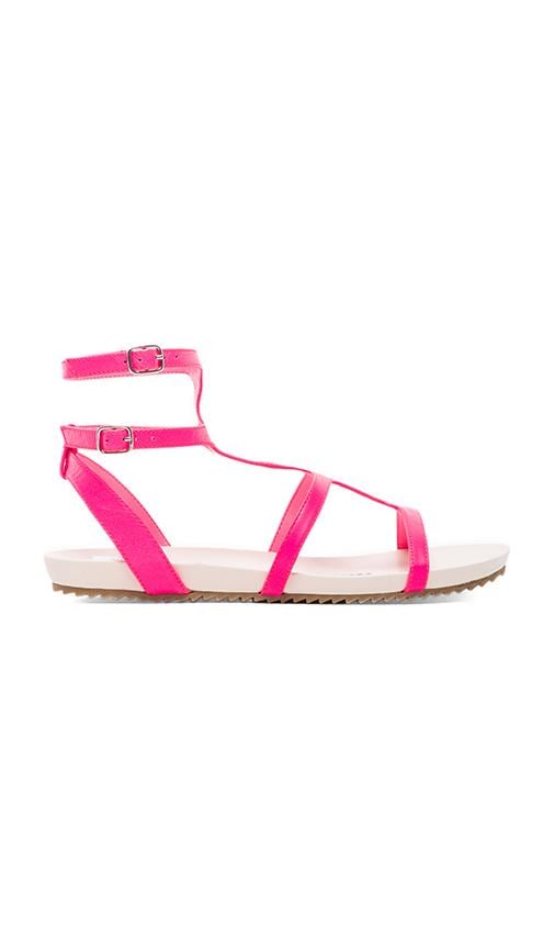 neon pink gladiator sandals