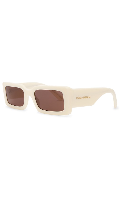 Shop Dolce & Gabbana Rectangle Sunglasses In 白色