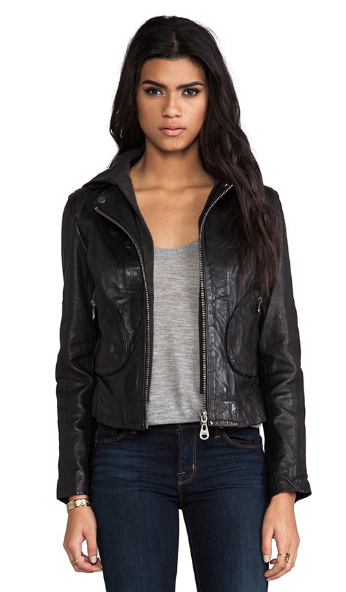 DOMA Moto Jacket with Hood in Black | REVOLVE